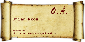 Orián Ákos névjegykártya